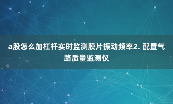 a股怎么加杠杆实时监测膜片振动频率2. 配置气路质量监测仪